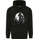 Skull Biker With Staffy Dog Motorbike Motorcycle Mens 80% Cotton Hoodie Black