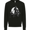 Skull Biker With Staffy Dog Motorbike Motorcycle Mens Sweatshirt Jumper Black