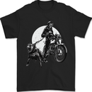 Skull Biker With Staffy Dog Motorbike Motorcycle Mens T-Shirt 100% Cotton Black