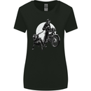 Skull Biker With Staffy Dog Motorbike Motorcycle Womens Wider Cut T-Shirt Black