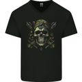 Skull From the Darkness Mens V-Neck Cotton T-Shirt Black