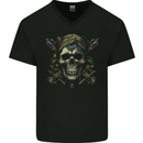 Skull From the Darkness Mens V-Neck Cotton T-Shirt Black