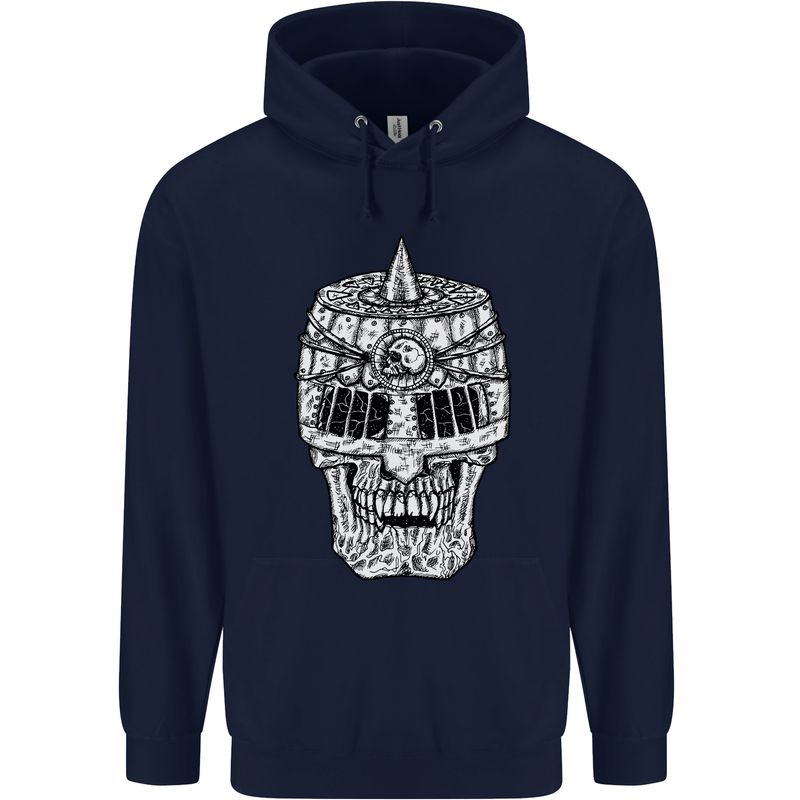 Skull Helmet Medieval  Fantasy Knight Childrens Kids Hoodie Navy Blue