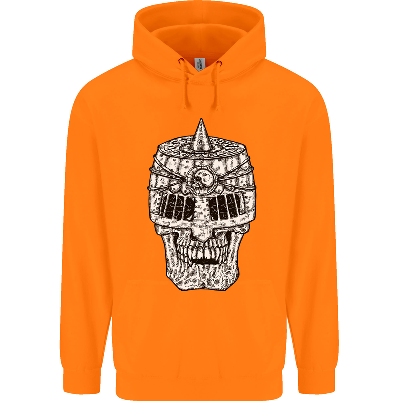 Skull Helmet Medieval  Fantasy Knight Childrens Kids Hoodie Orange