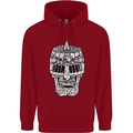 Skull Helmet Medieval  Fantasy Knight Childrens Kids Hoodie Red