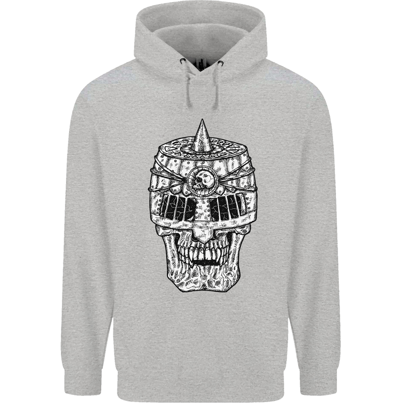 Skull Helmet Medieval  Fantasy Knight Childrens Kids Hoodie Sports Grey