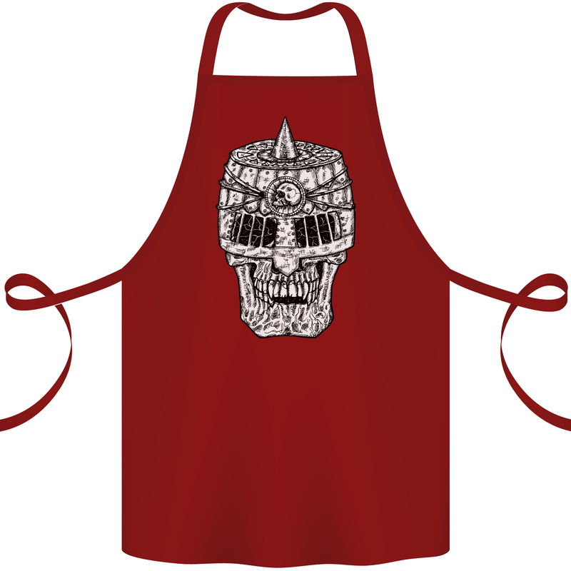 Skull Helmet Medieval  Fantasy Knight Cotton Apron 100% Organic Maroon