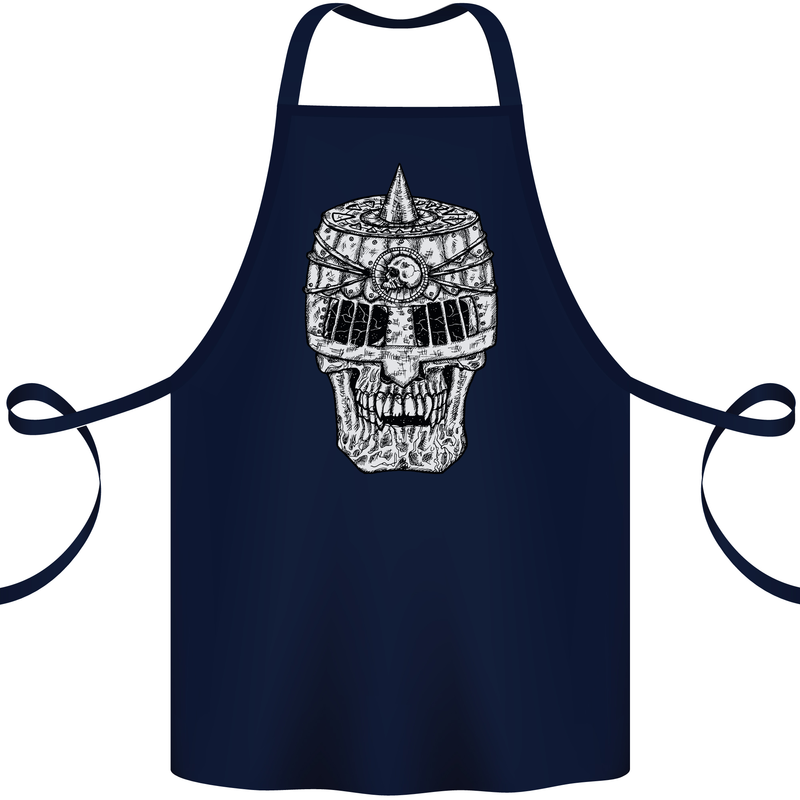 Skull Helmet Medieval  Fantasy Knight Cotton Apron 100% Organic Navy Blue