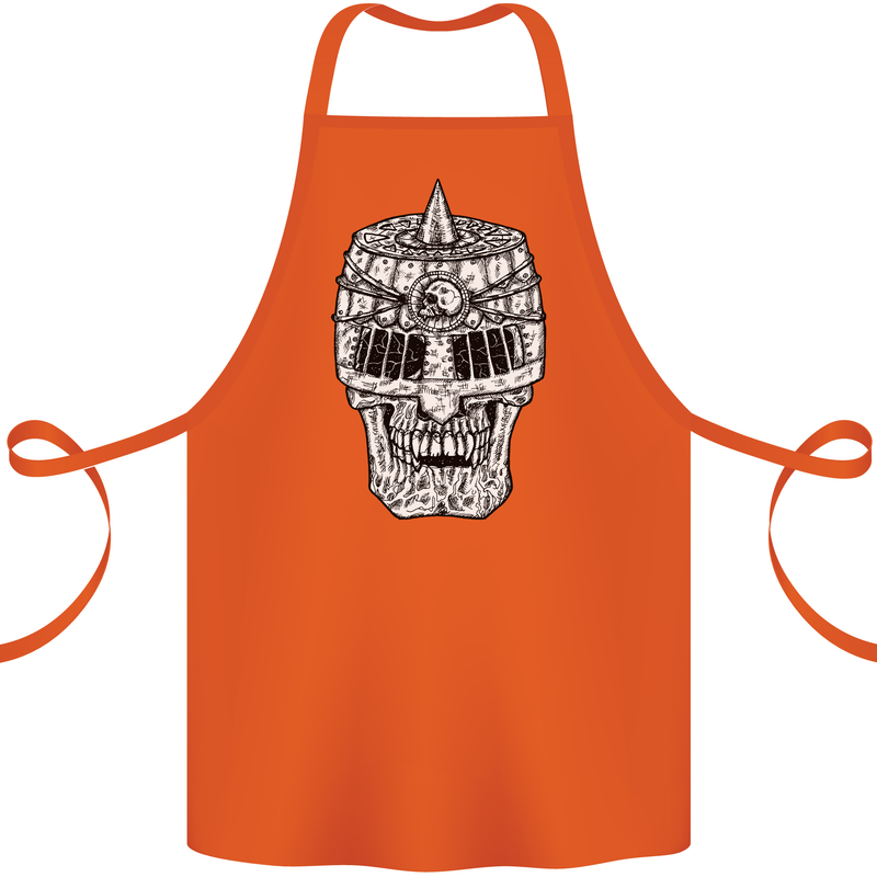 Skull Helmet Medieval  Fantasy Knight Cotton Apron 100% Organic Orange