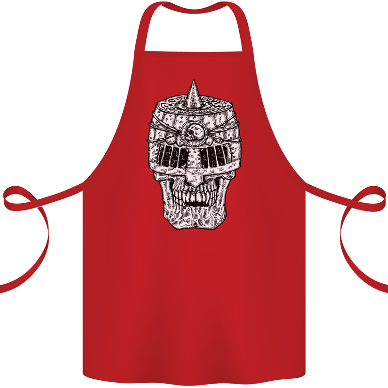 Skull Helmet Medieval  Fantasy Knight Cotton Apron 100% Organic Red