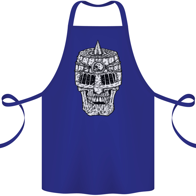 Skull Helmet Medieval  Fantasy Knight Cotton Apron 100% Organic Royal Blue