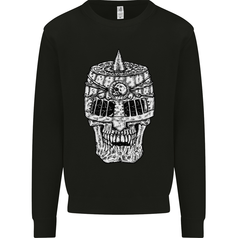 Skull Helmet Medieval  Fantasy Knight Kids Sweatshirt Jumper Black