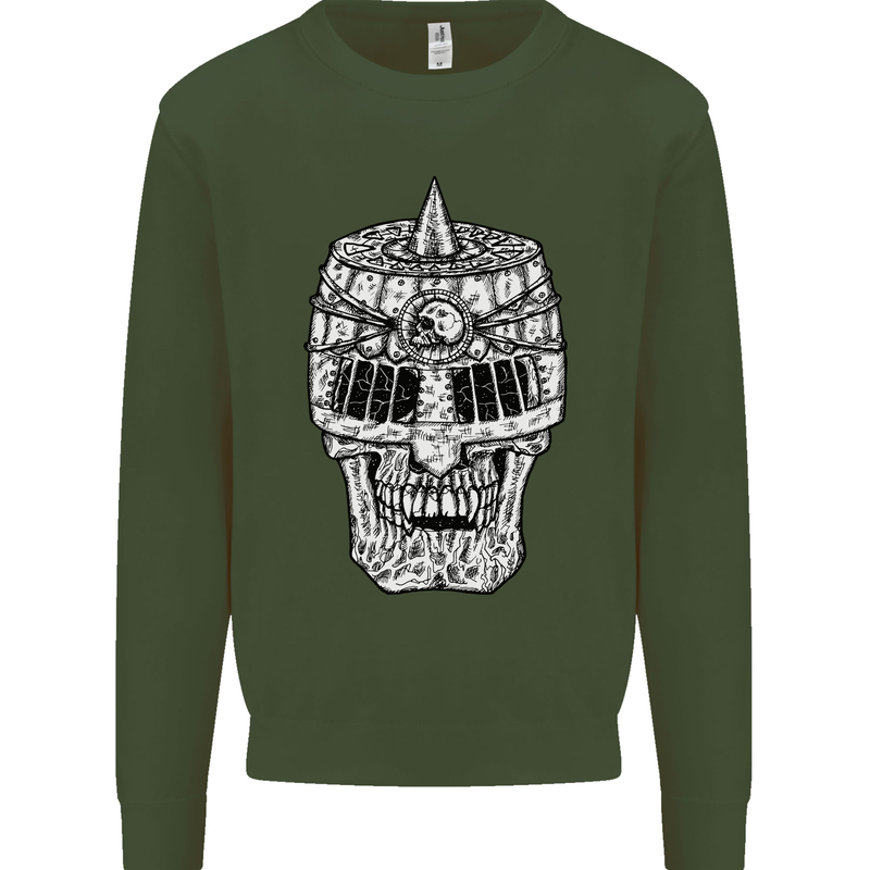 Skull Helmet Medieval  Fantasy Knight Kids Sweatshirt Jumper Forest Green