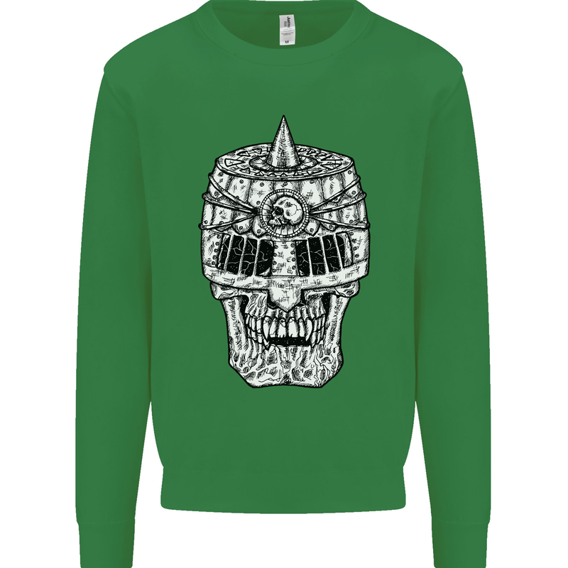 Skull Helmet Medieval  Fantasy Knight Kids Sweatshirt Jumper Irish Green