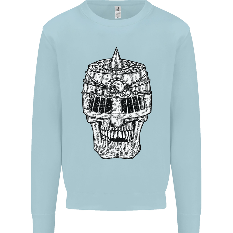 Skull Helmet Medieval  Fantasy Knight Kids Sweatshirt Jumper Light Blue