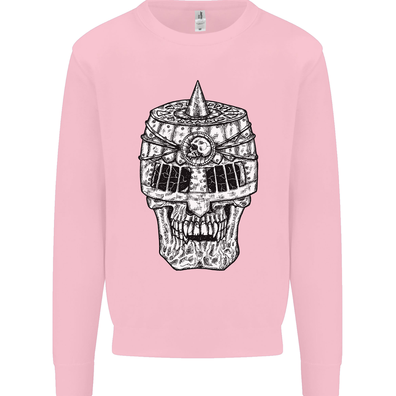 Skull Helmet Medieval  Fantasy Knight Kids Sweatshirt Jumper Light Pink