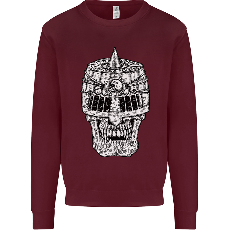 Skull Helmet Medieval  Fantasy Knight Kids Sweatshirt Jumper Maroon