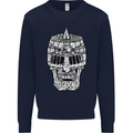 Skull Helmet Medieval  Fantasy Knight Kids Sweatshirt Jumper Navy Blue