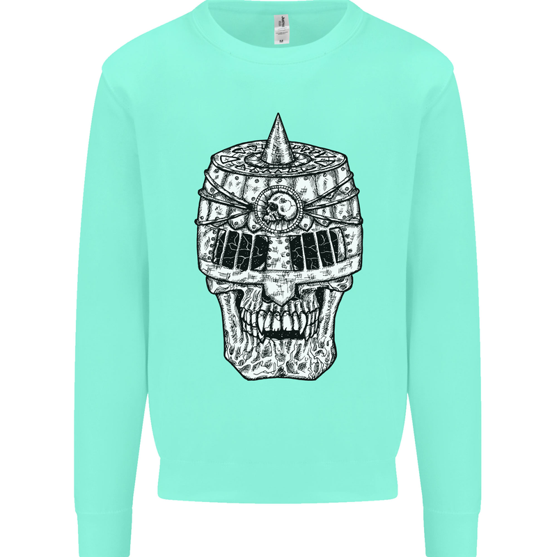 Skull Helmet Medieval  Fantasy Knight Kids Sweatshirt Jumper Peppermint