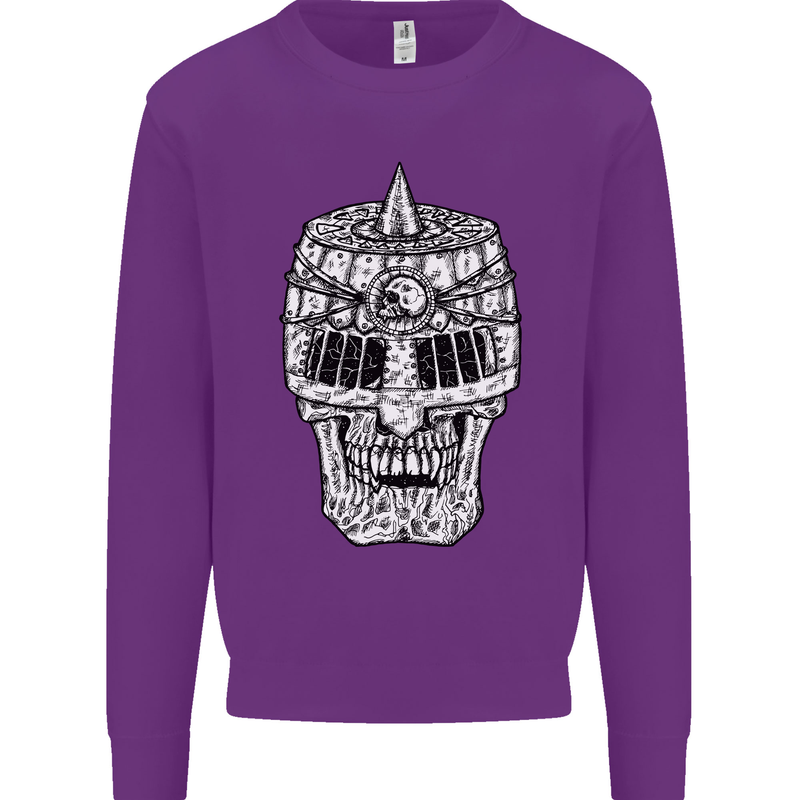 Skull Helmet Medieval  Fantasy Knight Kids Sweatshirt Jumper Purple