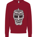 Skull Helmet Medieval  Fantasy Knight Kids Sweatshirt Jumper Red