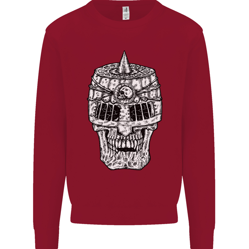 Skull Helmet Medieval  Fantasy Knight Kids Sweatshirt Jumper Red