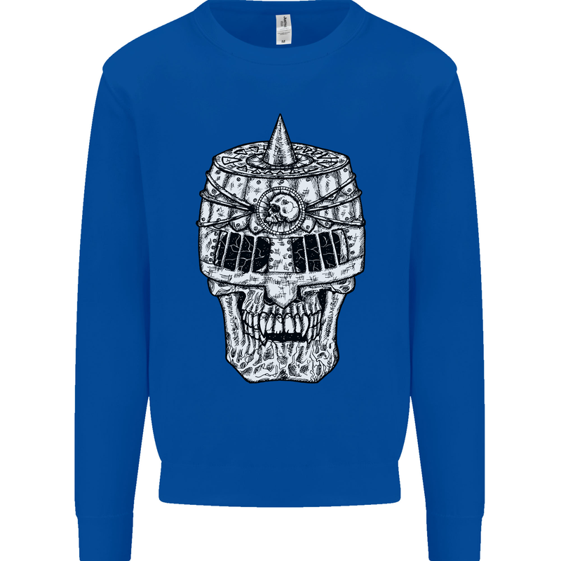 Skull Helmet Medieval  Fantasy Knight Kids Sweatshirt Jumper Royal Blue