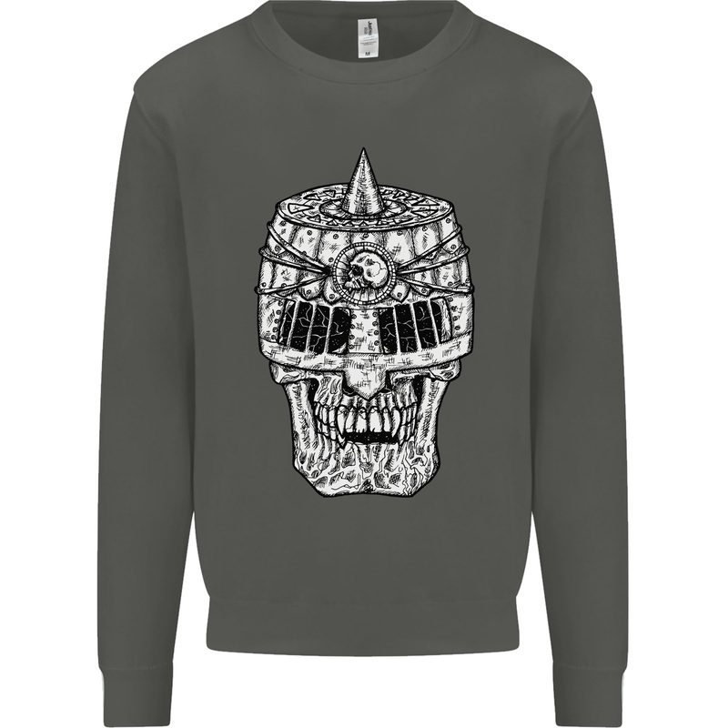 Skull Helmet Medieval  Fantasy Knight Kids Sweatshirt Jumper Storm Grey