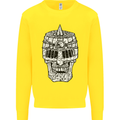 Skull Helmet Medieval  Fantasy Knight Kids Sweatshirt Jumper Yellow