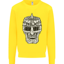 Skull Helmet Medieval  Fantasy Knight Kids Sweatshirt Jumper Yellow