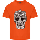 Skull Helmet Medieval  Fantasy Knight Kids T-Shirt Childrens Orange