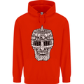 Skull Helmet Medieval  Fantasy Knight Mens 80% Cotton Hoodie Bright Red