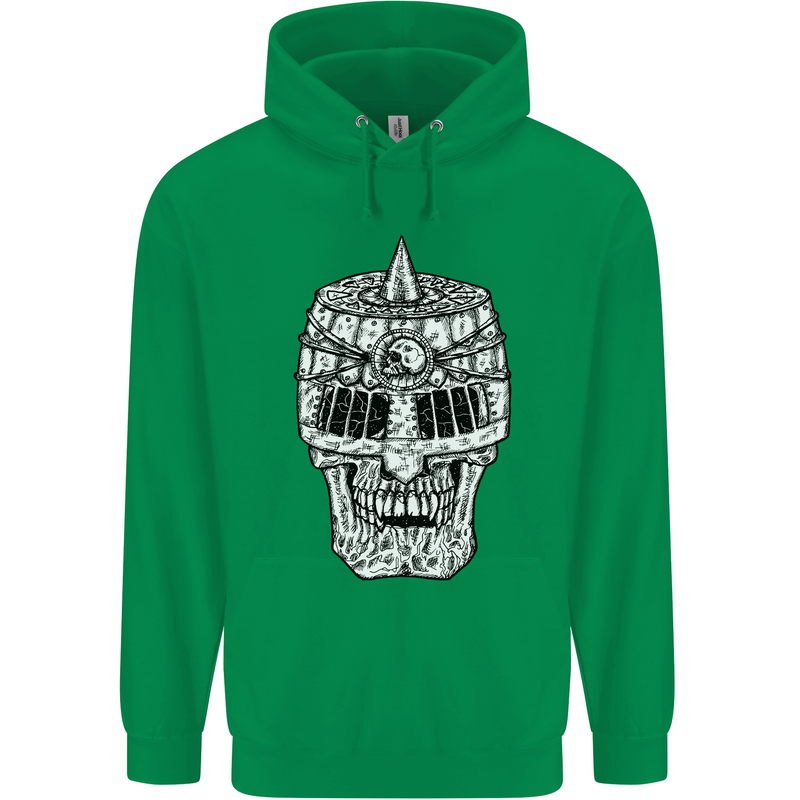 Skull Helmet Medieval  Fantasy Knight Mens 80% Cotton Hoodie Irish Green