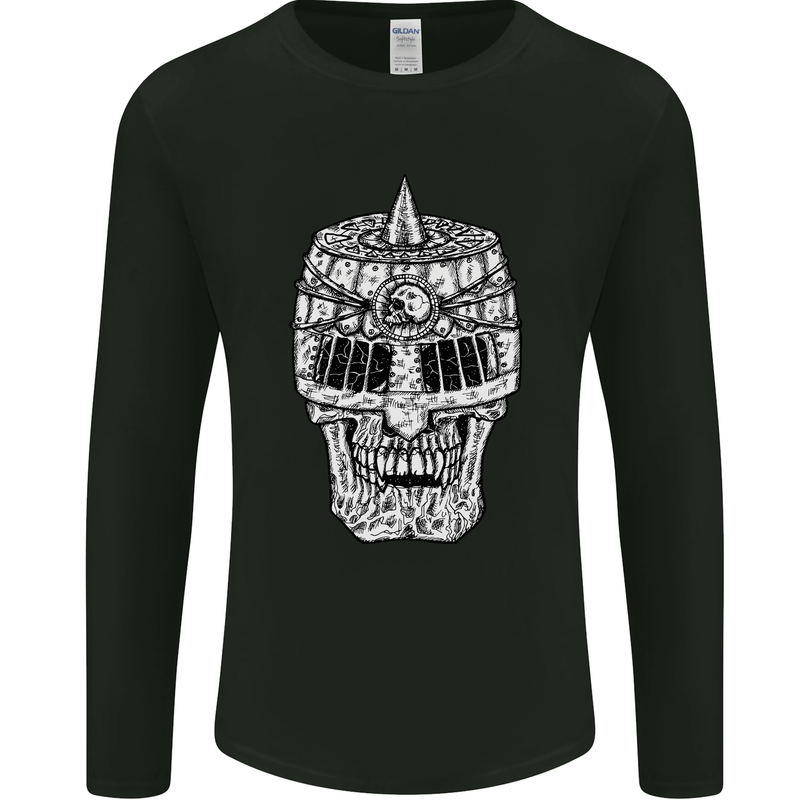 Skull Helmet Medieval  Fantasy Knight Mens Long Sleeve T-Shirt Black