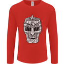 Skull Helmet Medieval  Fantasy Knight Mens Long Sleeve T-Shirt Red