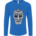 Skull Helmet Medieval  Fantasy Knight Mens Long Sleeve T-Shirt Royal Blue