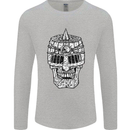 Skull Helmet Medieval  Fantasy Knight Mens Long Sleeve T-Shirt Sports Grey