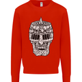 Skull Helmet Medieval  Fantasy Knight Mens Sweatshirt Jumper Bright Red