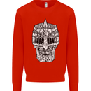 Skull Helmet Medieval  Fantasy Knight Mens Sweatshirt Jumper Bright Red