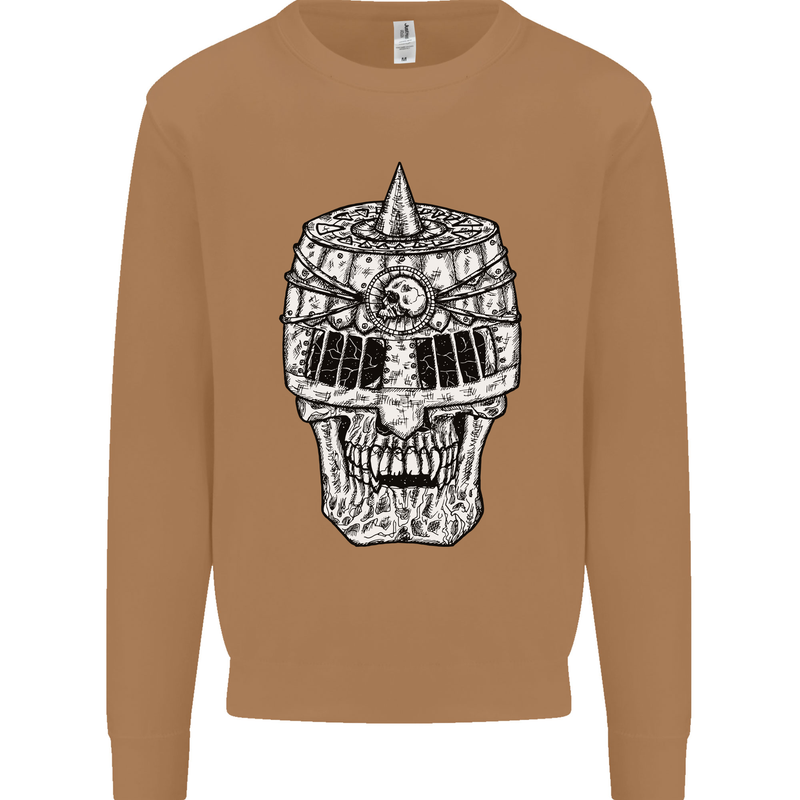 Skull Helmet Medieval  Fantasy Knight Mens Sweatshirt Jumper Caramel Latte