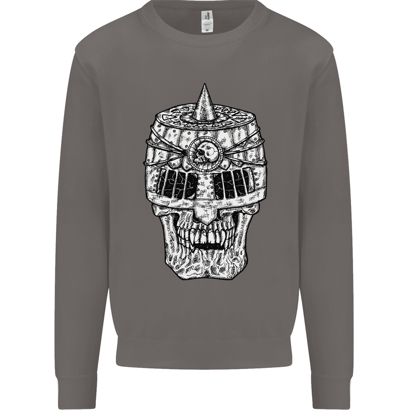 Skull Helmet Medieval  Fantasy Knight Mens Sweatshirt Jumper Charcoal