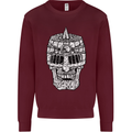 Skull Helmet Medieval  Fantasy Knight Mens Sweatshirt Jumper Maroon
