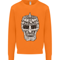 Skull Helmet Medieval  Fantasy Knight Mens Sweatshirt Jumper Orange