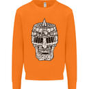 Skull Helmet Medieval  Fantasy Knight Mens Sweatshirt Jumper Orange
