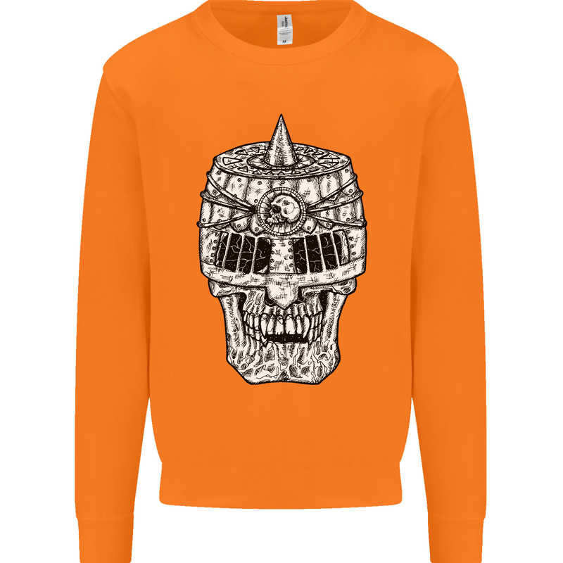 Skull Helmet Medieval  Fantasy Knight Mens Sweatshirt Jumper Orange