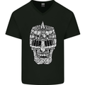 Skull Helmet Medieval  Fantasy Knight Mens V-Neck Cotton T-Shirt Black