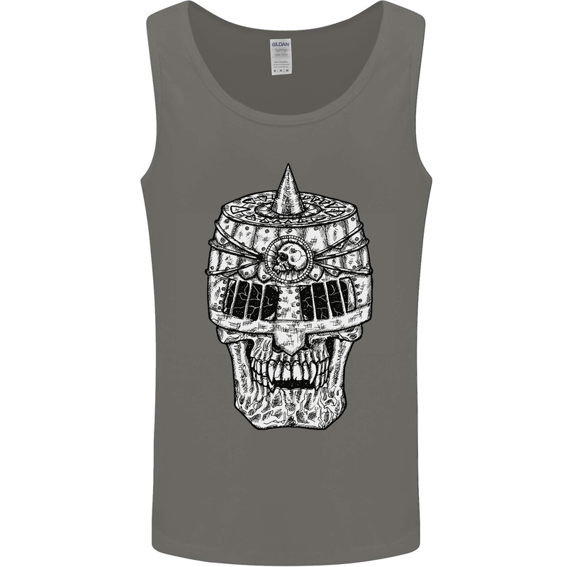 Skull Helmet Medieval  Fantasy Knight Mens Vest Tank Top Charcoal