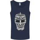 Skull Helmet Medieval  Fantasy Knight Mens Vest Tank Top Navy Blue