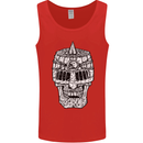 Skull Helmet Medieval  Fantasy Knight Mens Vest Tank Top Red