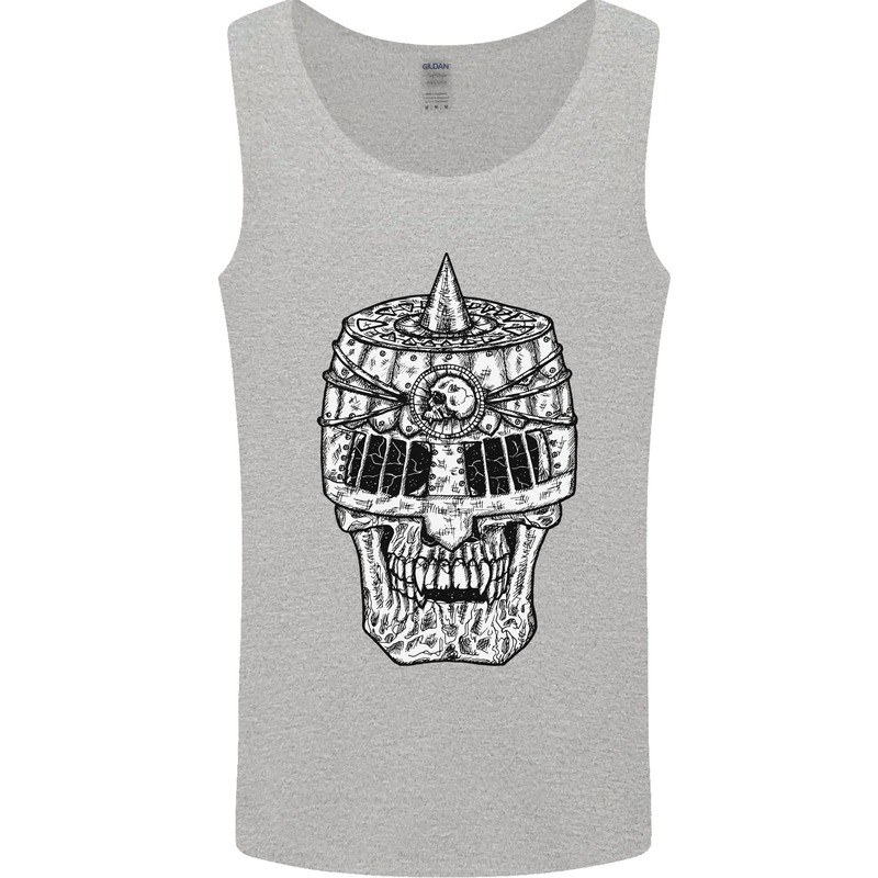 Skull Helmet Medieval  Fantasy Knight Mens Vest Tank Top Sports Grey